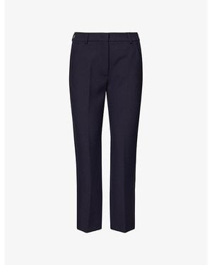 Weekend by Maxmara High-Rise Cigarette-Leg Double-Faced Canvas Trousers - Blue