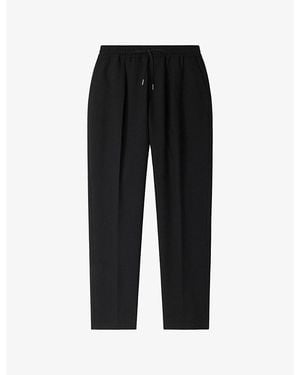 Sandro Drawstring-Waist Straight-Leg Woven Trousers - Black