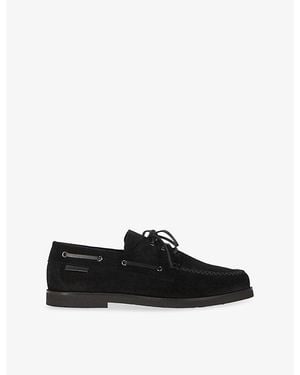 The Kooples Lace-Up Suede Loafers - Black