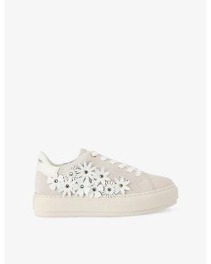Kurt Geiger Laney Flower Suede Low-Top Trainers - White