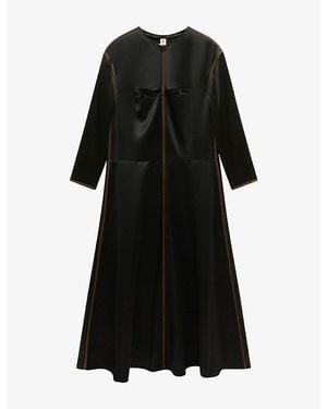 Marni Contrast-Stitch Satin Midi Dress - Black