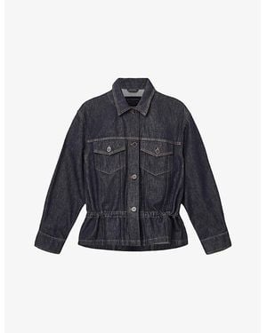 AllSaints Denby Peplum-Hem Denim Jacket - Blue