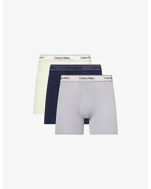 Calvin Klein Icon Pack Of Three Stretch-Cotton Boxer Briefs - Blue