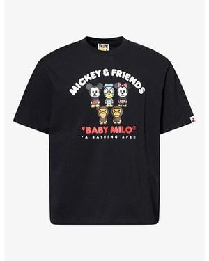 A Bathing Ape Bape X Disney Baby Milo Mickey & Friends Graphic Cotton-Jersey T-Shirt - Black
