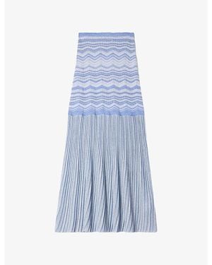 Sandro Decorative Flared-Cut Knitted Maxi Skirt - Blue
