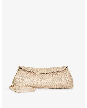 Dune Encourage Woven Faux-Leather Clutch Bag - Natural