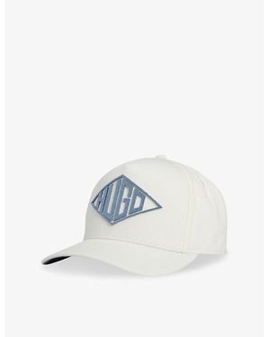 HUGO Curved-Peak Branded Cotton Cap - White