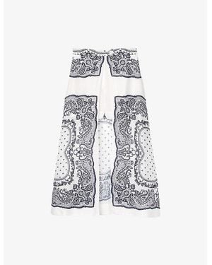 Sandro Bandana-Print Shorts-Underlay Woven Midi Skirt - Blue