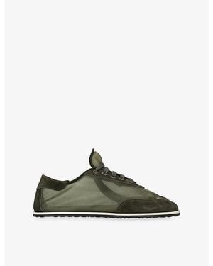 Dear Frances Suede-Trim Mesh Trainers - Green