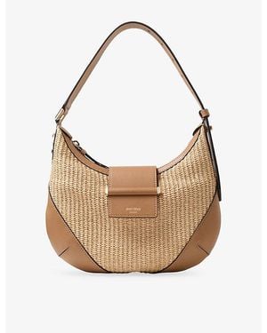 Jimmy Choo Bar Raffia Small Hobo Bag - White