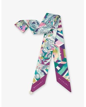 BVLGARI Polychroma Shelley Printed Silk-Twill Scarf - Blue
