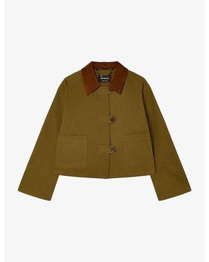 Whistles Short Corduroy-Collar Cotton Jacket - Green