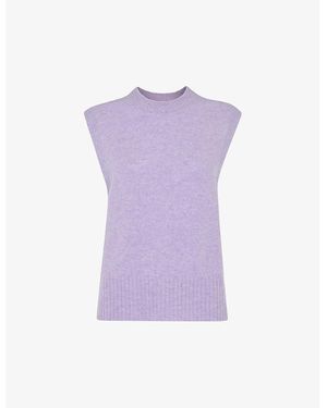 Whistles Round-Neck Sleeveless Knitted Wool Vest - Purple