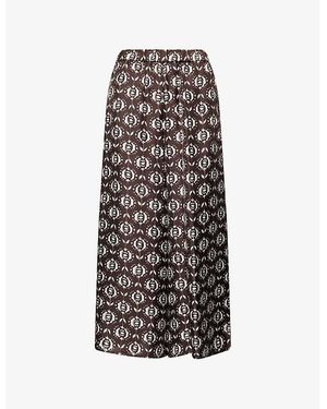 Weekend by Maxmara Tortona Graphic-Print Wide-Leg Silk Pants - Brown
