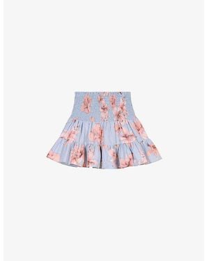 Maje Floral-Print Elasticated-Waist Woven Mini Skirt - White