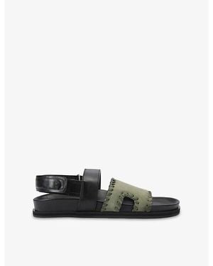 Kurt Geiger Baker Flat Leather Sandals - Black