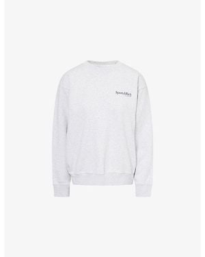 Sporty & Rich Run Club Crewneck Cotton-Jersey Sweatshirt - White