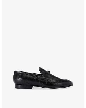 Kurt Geiger Alton Croc Leather Loafers - Black