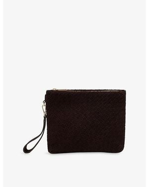 Whistles Avah Zipped Suede Clutch - Black