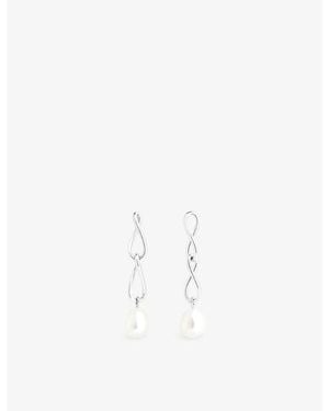 Astrid & Miyu Infinite 18Ct-Plated Sterling- And Freshwater-Pearl Drop Earrings - White