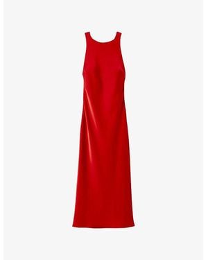 Claudie Pierlot Open-Back Cross-Strap Satin Maxi Dress - Red
