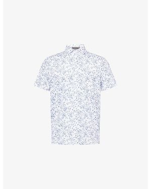 G/FORE Floral-Print Short-Sleeve Jersey Polo Top - Blue