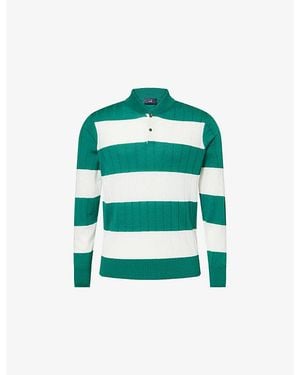 dunhill Striped Ribbed Cashmere-Blend Rugby Jumper - Green