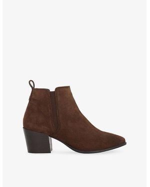 Dune Parlure Suede Heeled Ankle Boots - Brown