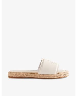 Ted Baker Portiya Brand-Debossed Leather Flatform Sandals - Natural