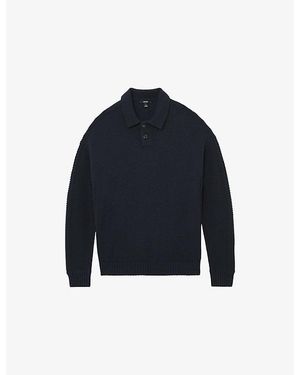 Reiss Elm Long-Sleeved Wool-Blend Polo Jumper - Blue