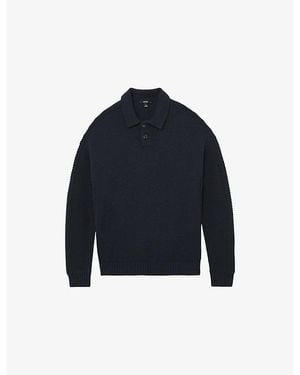 Reiss Elm Long-Sleeved Wool-Blend Polo Jumper - Blue