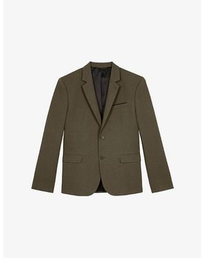 The Kooples Lapel-Collar Single-Breasted Cotton And Linen-Blend Blazer - Green