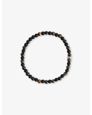 Thomas Sabo Talisman Sterling- Obsidian, And Tiger-Eye Beaded Bracelet - White