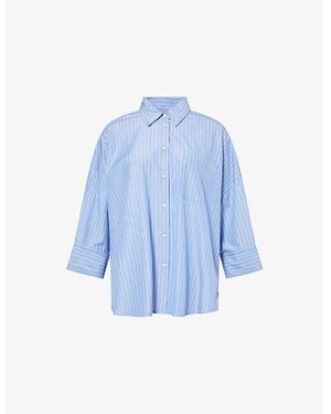 Weekend by Maxmara Zavorra Striped Cotton-Poplin Shirt - Blue