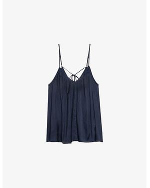 Zadig & Voltaire Cym V-Neck Satin Cami Top - Blue