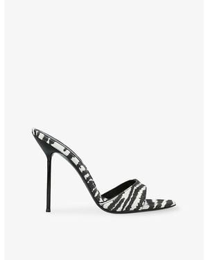 Paris Texas Lidia 105 Woven Heeled Mules - White