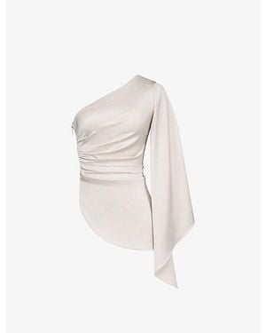 House Of Cb Nicolette One-Sleeve Asymmetric Top Xs (A-C Cup) - White