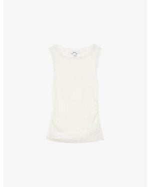 Reiss Trinny Side-Ruched Stretch Cotton-Blend Vest - White