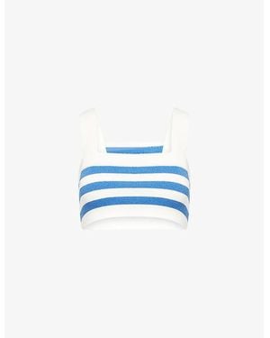 Posse Ari Stripe Knitted Crop Top - Blue