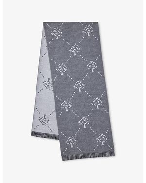 Mulberry Diamond Tree Jacquard Wool Scarf - Grey