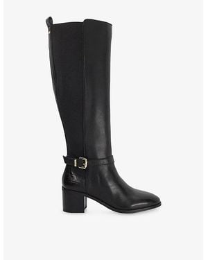 Dune Tilbys Leather Heeled Leather Knee-High Boots - Black