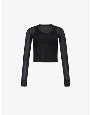 ADANOLA Layered Long-Sleeved Knitted Top - Black