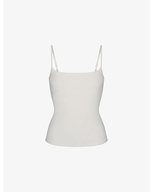Skims Scoop-Neck Ribbed Cotton-Jersey Camisole Top - White