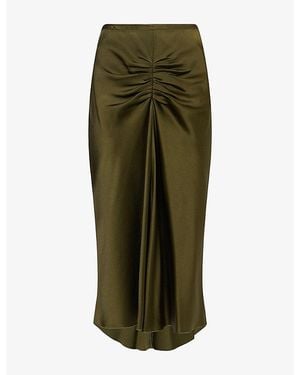 Victoria Beckham Bela Crepe-Back Satin Midi Skirt - Green