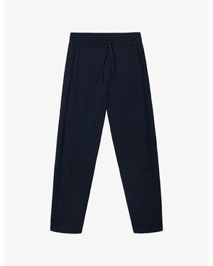 The White Company Travel Tapered-Leg Cotton Trousers - Blue