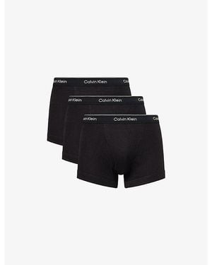 Calvin Klein Branded-Waistband Pack Of Three Cotton Trunks - Black