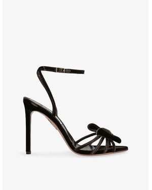 Aquazzura Tie Velvet Heeled Sandals - Black