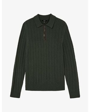Reiss Barstow Half-Zip Wool Jumper - Green