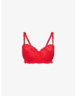 Savage x Fenty Romantic Corded-Lace Unlined Balconette Bra - Red