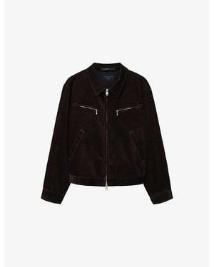 AllSaints Korey Zip-Up Suede Jacket - Black